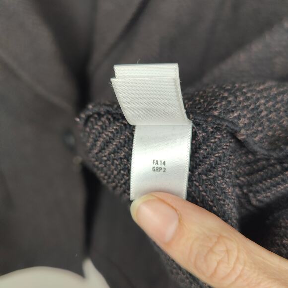 St John Knit Blazer Size 12 Black Herringbone Leather Trim Preppy Dog Show FLAWS - Picture 11 of 13